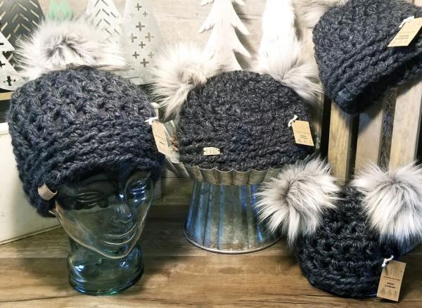 AJ HATS-handmade. fleece lined.WARM-  Charcoal picture