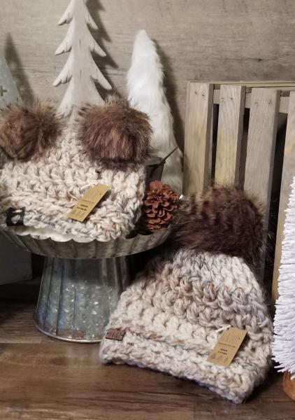 AJ HATS-handmade. fleece lined.WARM-  Fossil
