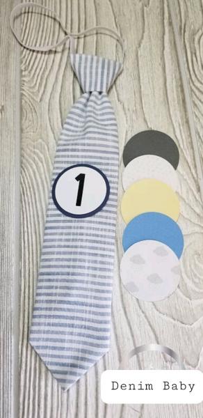 DENIM BABY-MONTHLY MILESTONE TIES PHOTO PROP picture