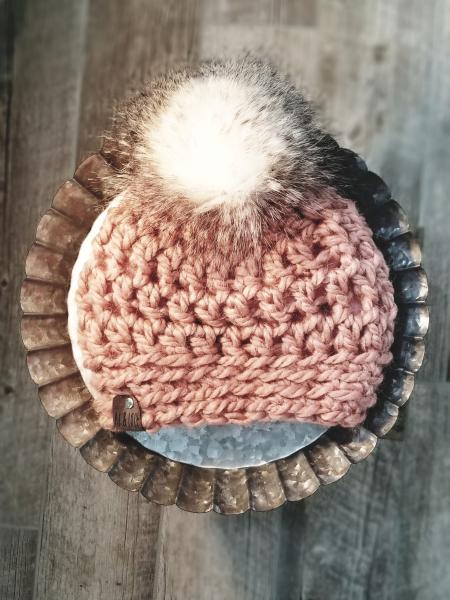 AJ HATS-handmade. fleece lined.WARM-  Blush picture