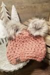 AJ HATS-handmade. fleece lined.WARM-  Blush