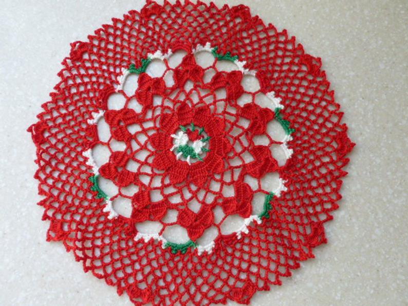 Christmas Doily Red 12 inch picture