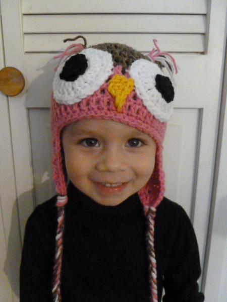 Owl Hats With Braids 6-12 Months