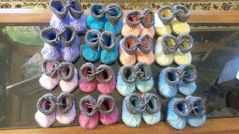 Booties That Match Owl Hats 3 to 6 Month Size picture