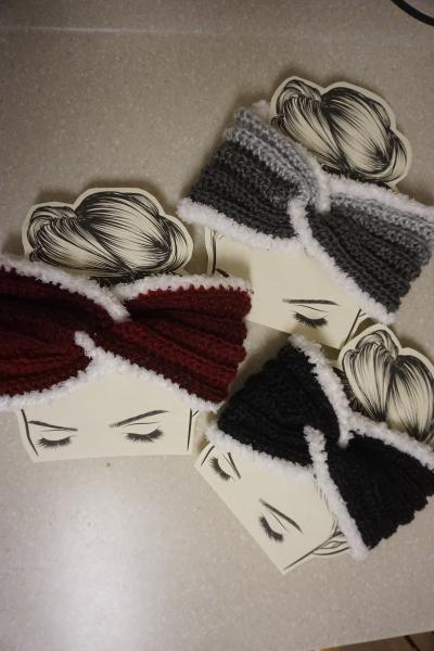 Fuzzy White Trim Ear Warmers