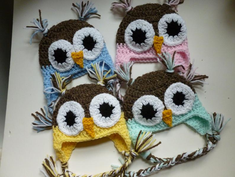 Baby Owl Hats 0-3 Months