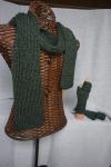 Hunter Green Fingerless Gloves and Scarf Set