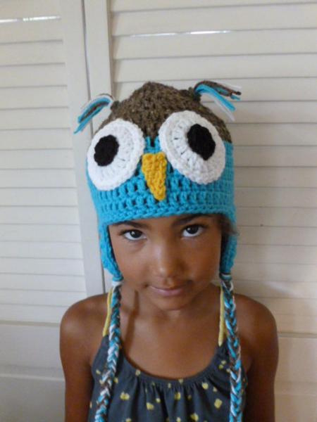 Owl Hats With Braids 6-12 Months picture