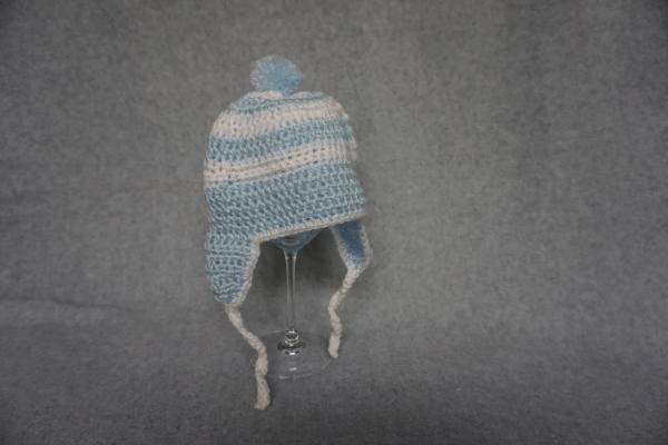Size 3-6 Month Baby Hat With Braids and Pom