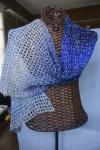 Royal Blue and Gray Blend Mesh Shawl