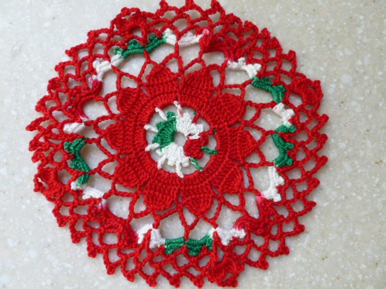 6 inch Red Christmas Doily
