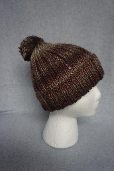 Brown Tone Soft Hand Knit Stocking Cap