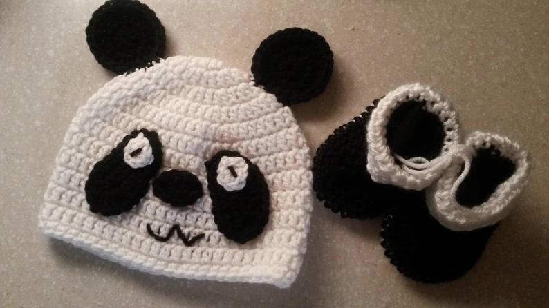 Panda Bear Hat and Booties picture