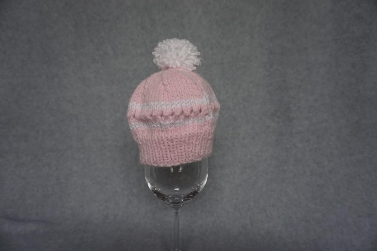 Baby Hats With Poms  Size 0-3 Months picture