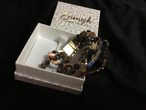 Erimish Black Multi Color Magnetic Cuff Bracelet picture