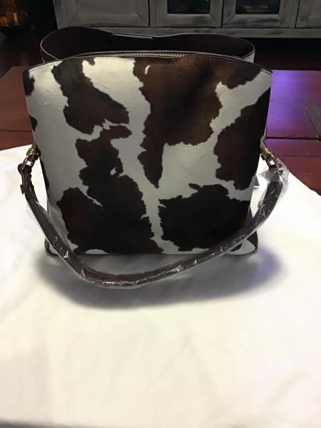 Sondra Roberts Italian Cow Print Bucket Bag picture