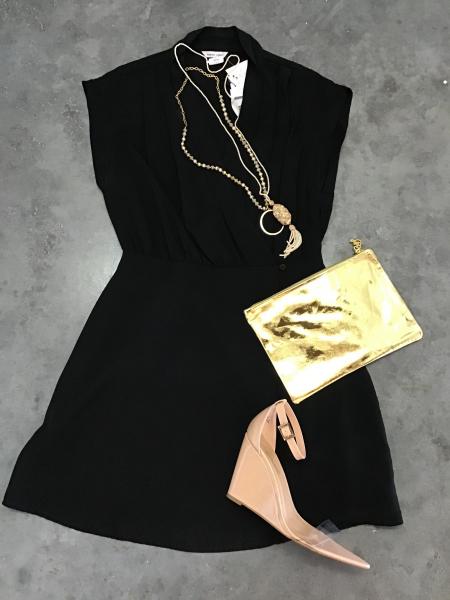 Mini Wrap Black Dress, Medium picture