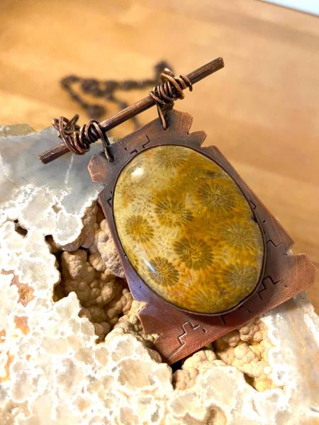 Fossil Coral and Copper Necklace picture