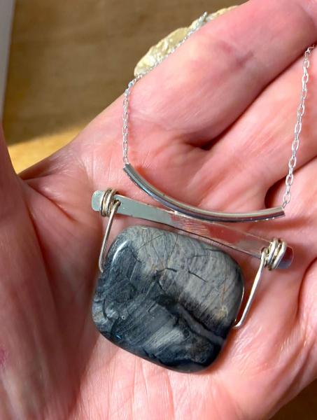 Black Silver Leaf Jasper Necklace picture