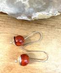 Red Sponge Coral and Sterling Earrings