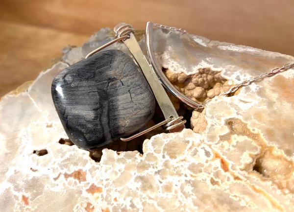 Black Silver Leaf Jasper Necklace picture