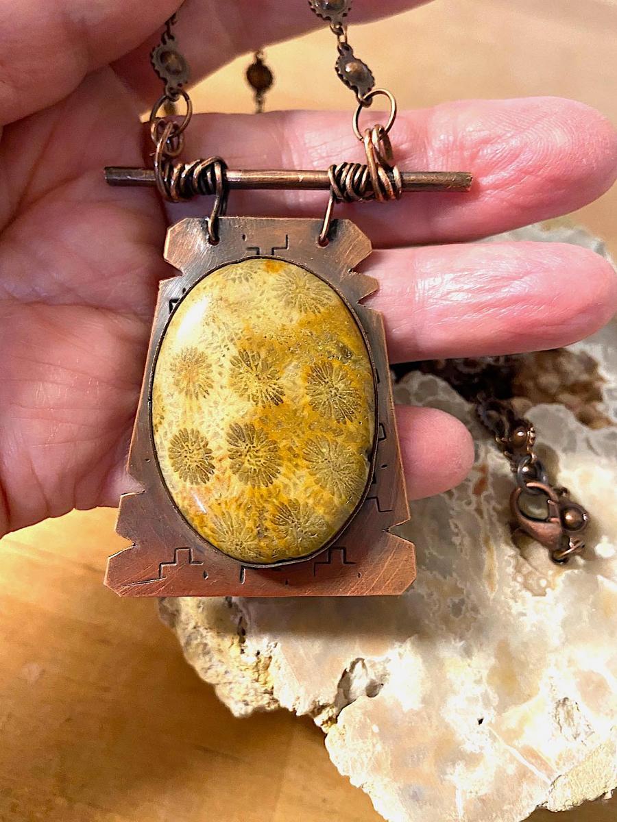 Fossil Coral and Copper Necklace picture