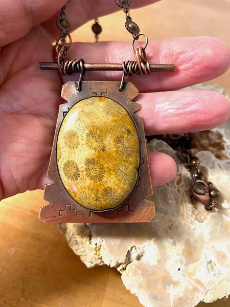 Fossil Coral and Copper Necklace picture