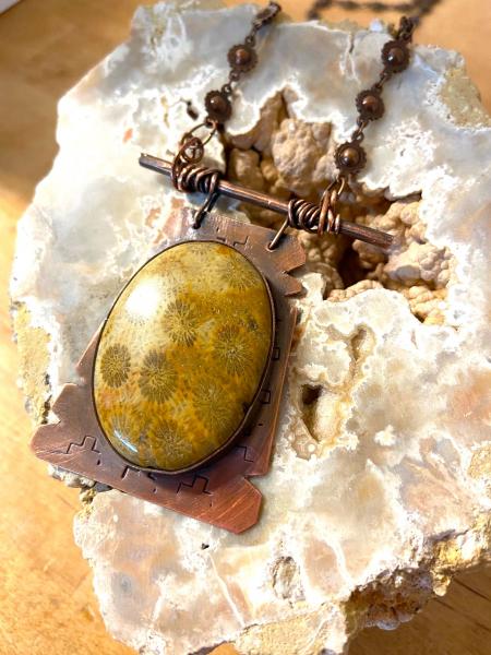 Fossil Coral and Copper Necklace picture