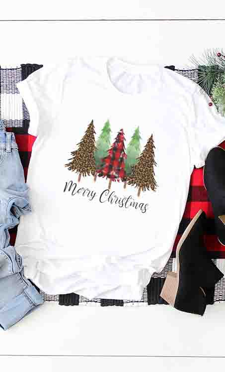 Pine Tree Merry Christmas Tree Tee picture