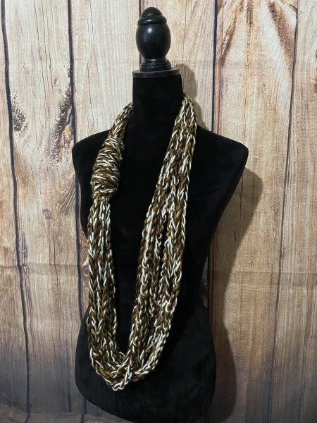 Brown and White Chain Scarf
