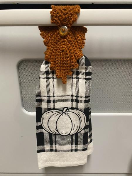 Orange Leaf Towel Topper with Pumpkin Towel picture