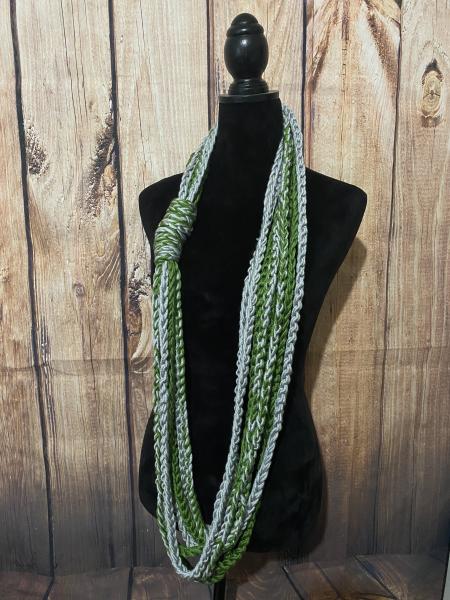 Gray and Green Chain Scarf