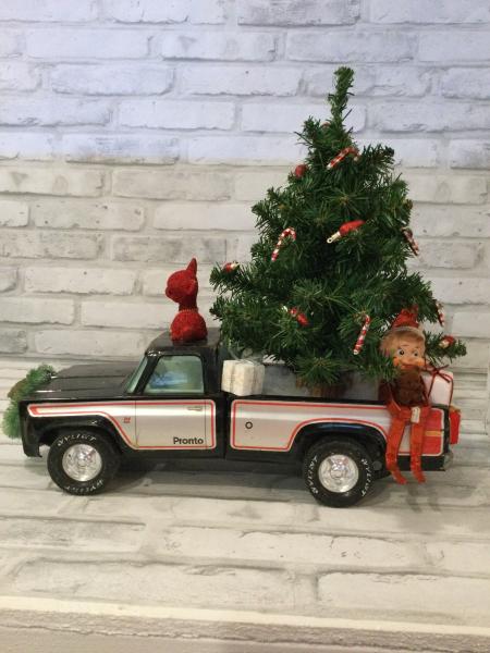 Vintage Pronto truck filled with antique Christmas decorations picture