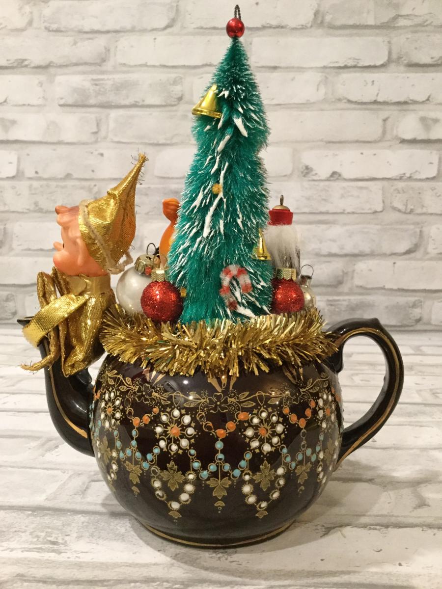 WW II made in England for US Navy tea pot filled with beautiful decorations picture