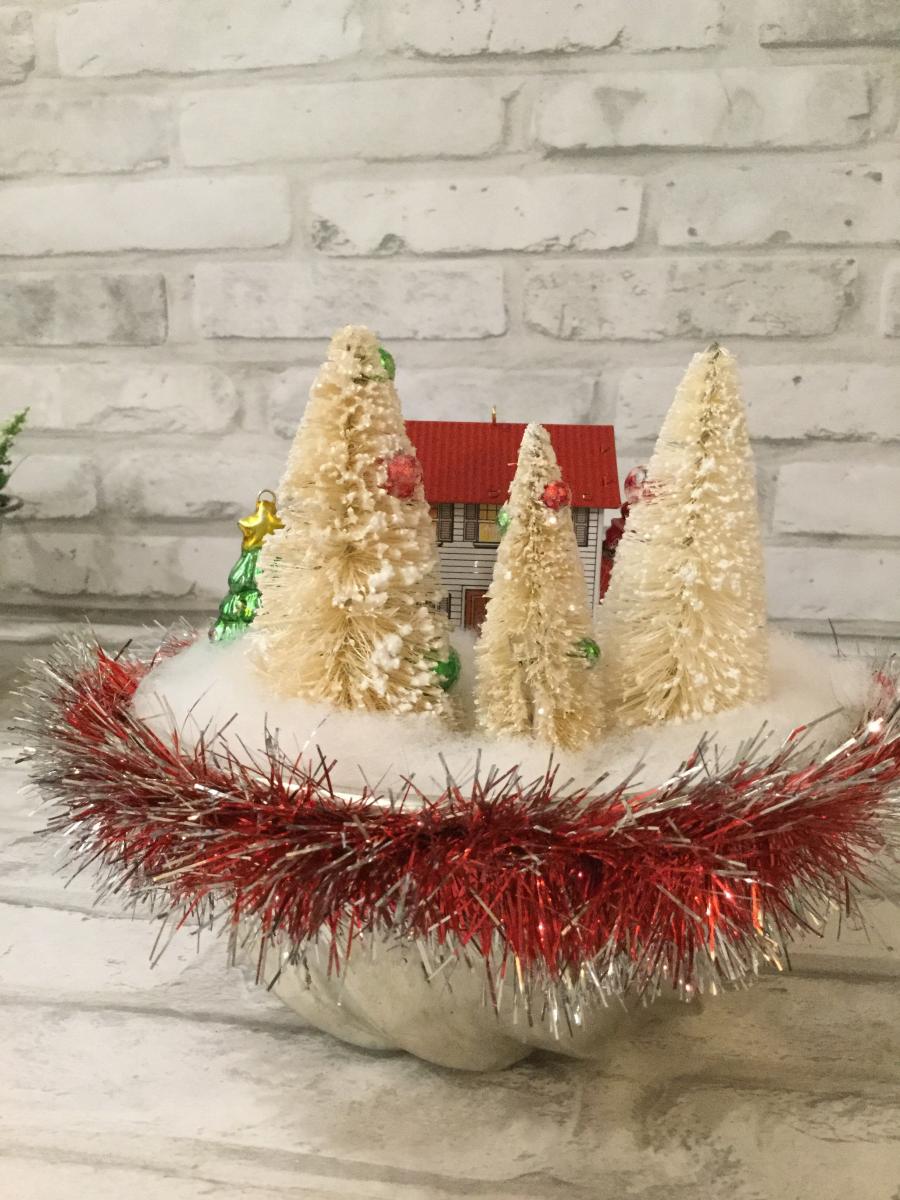 Vintage jello mold with light up trees picture