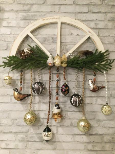 Antique window frame with hanging ornaments picture