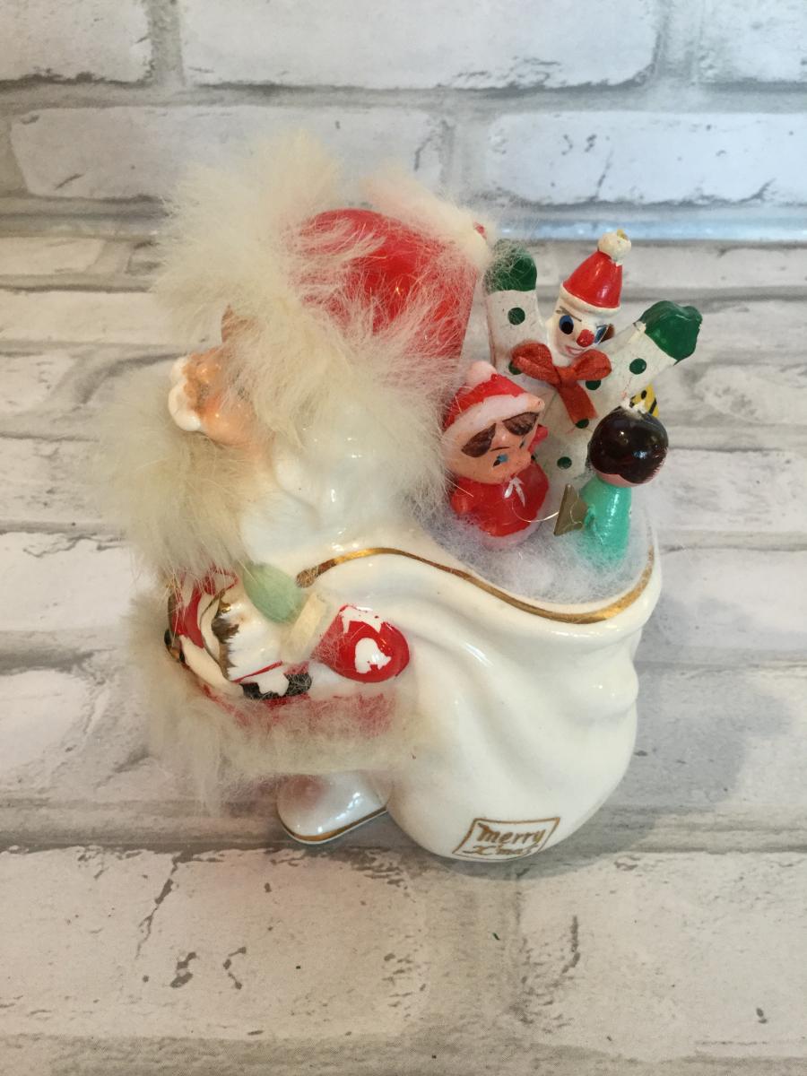 Antique Napco Japan little fur Santa picture