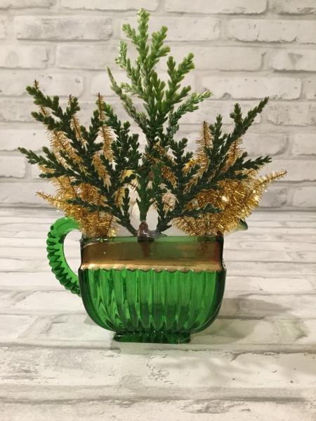 Antique green and gold creamer. picture