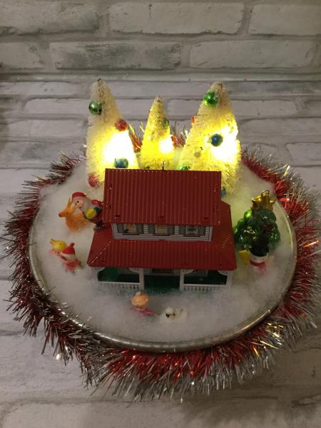 Vintage jello mold with light up trees picture