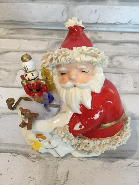 Antique with Santa and decorated gift bag