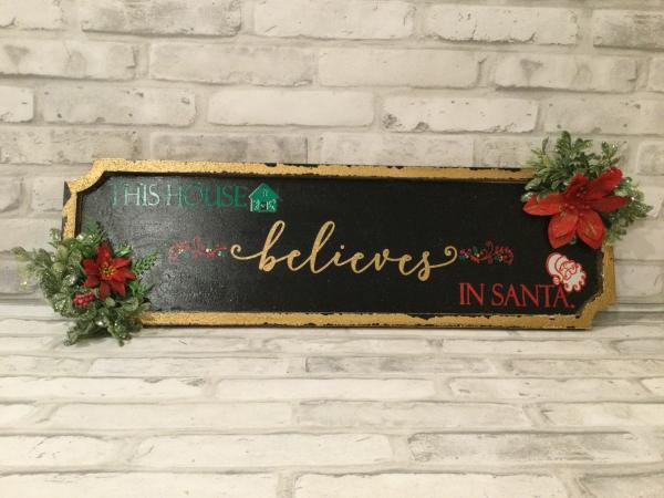 Hand made Christmas sign with vintage florals picture