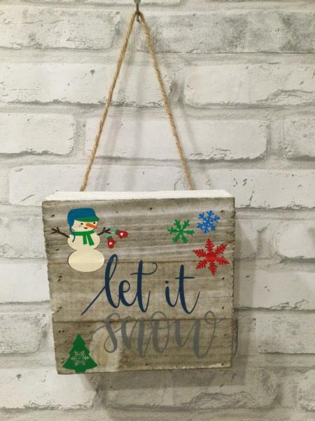 Let is snow handmade wall hanging