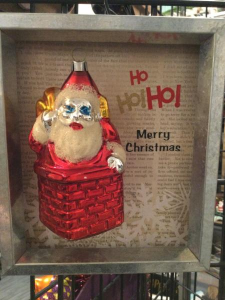 Tin frame with Czechoslovakian santa picture