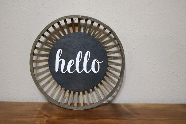 3D Hello on Wooden Round (#20) picture