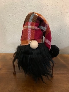 Gnome with orange and cranberry plaid hat (#G24) picture