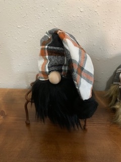 Gnomes with orange and black plaid hat