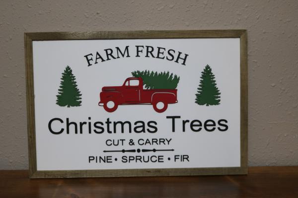 Farm Fresh Christmas Trees with tan frame (#81)