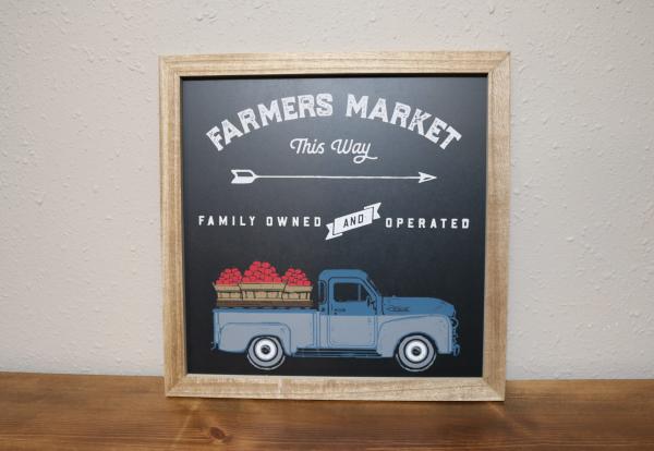 Farmer's Market with truck and apples picture