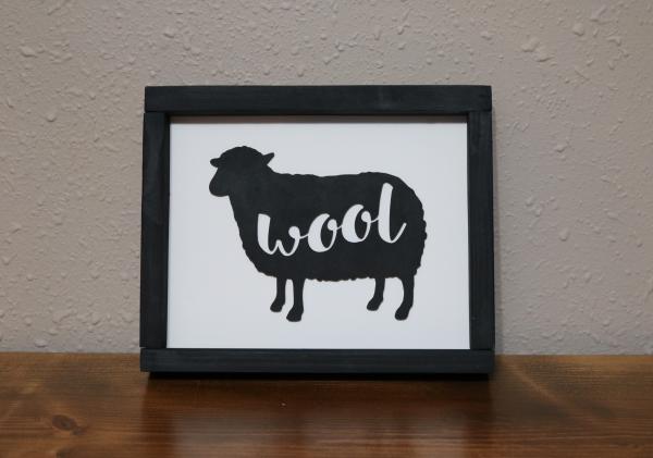 Sheep with wool cutout words picture