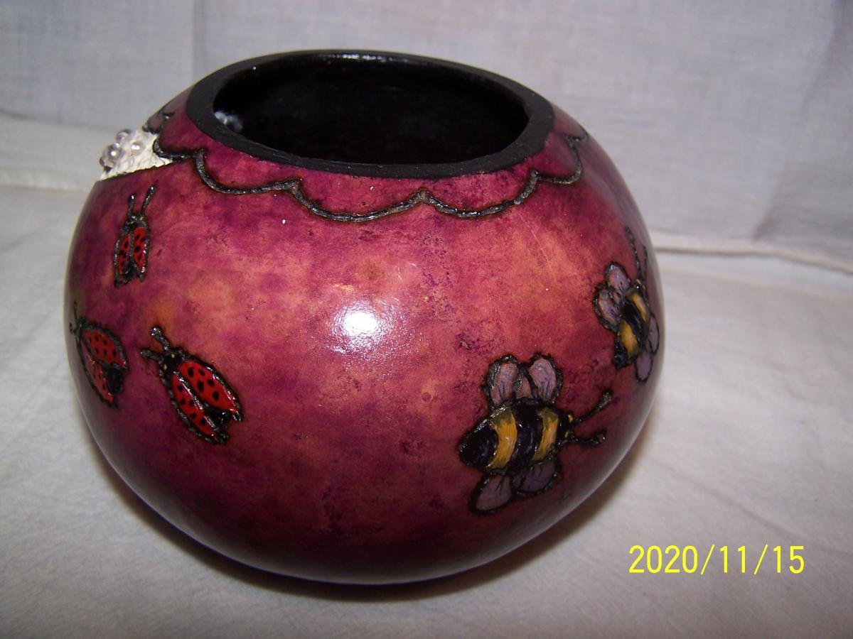Gourd  with wood burning and carving picture